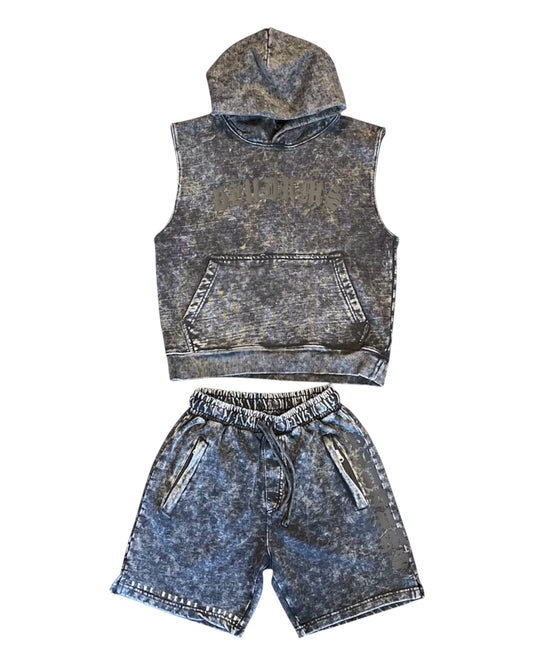 Acid wash Sleeveless Set